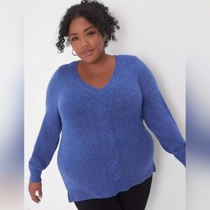 Lane Bryant: Classic Pullover Cable Knit Sweater - Dazzling Blue - Sz 22/24